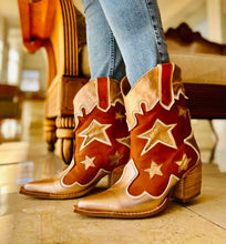 Desperado ￼ Brown and Metallic Leather Handmade Star Cowboy Boots