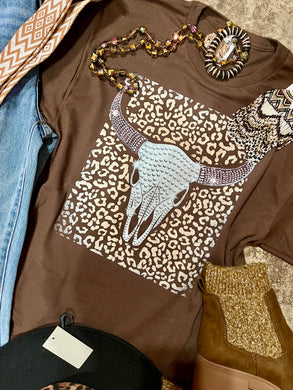 On the Wild-side faux Studded Skull Graphic Tee