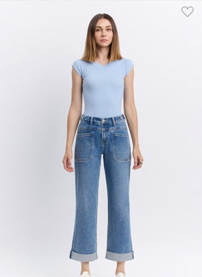 Audra Wide legged Cuffed Jean