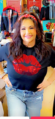 Red Hot Lips Spangle Graphic Tee