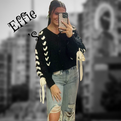 Lace Up Black Sweater/ cardigan