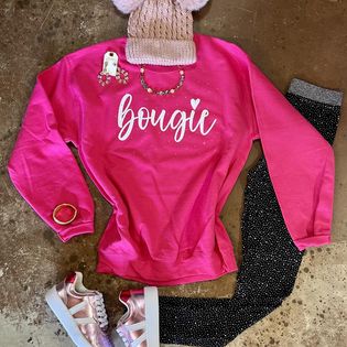 Bougie Hot Pink Bling Graphic Sweatshirt
