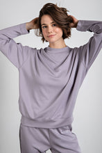 MYSTIC GREY SATIN STRIPE TOP