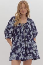 Navy Crazy Floral Dress