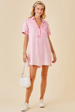 Posh Pink Denim Shirt Dress
